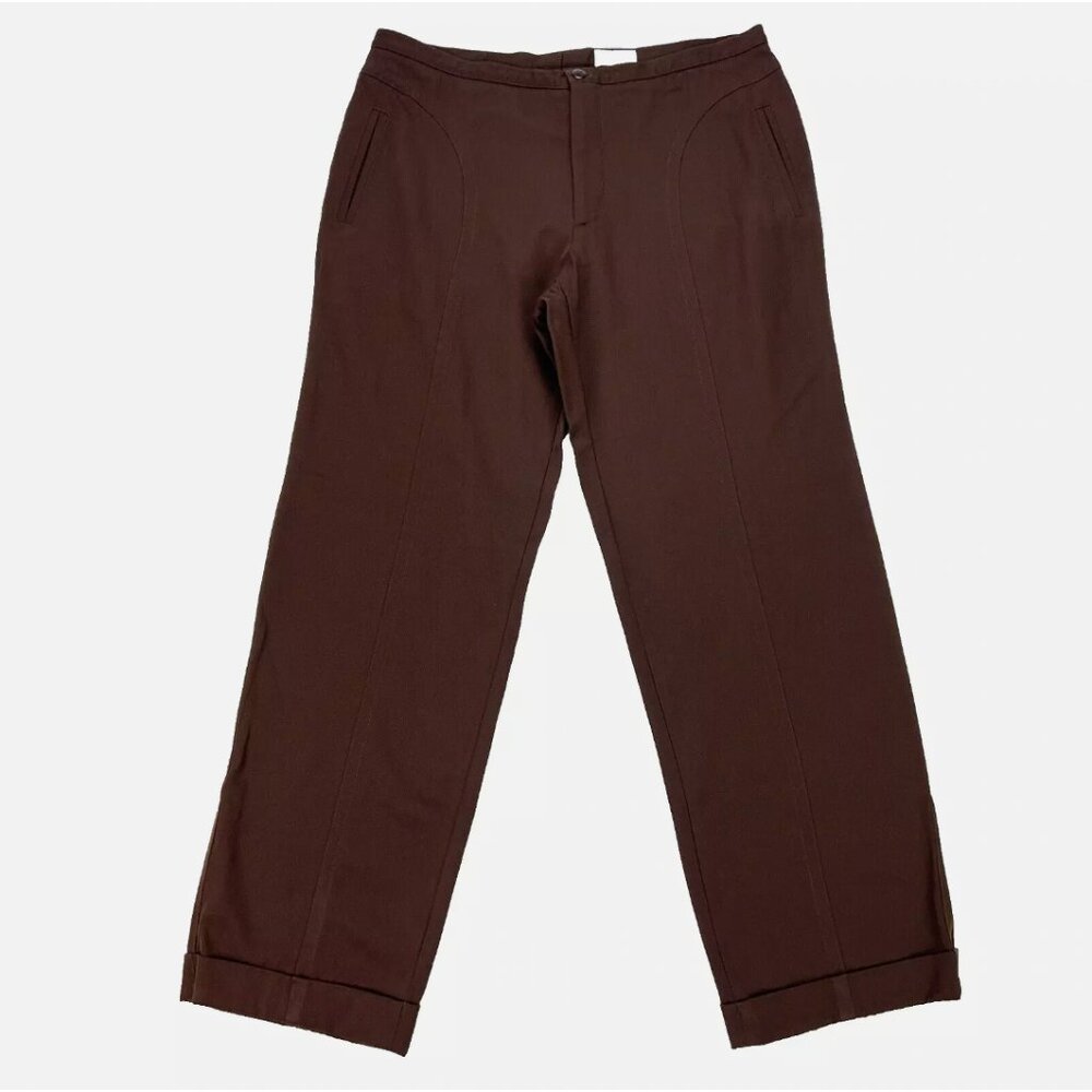 Gianni Versace Vintage 90s Brown Wool Trousers Quiet Luxury IT 52 Pants 33x30